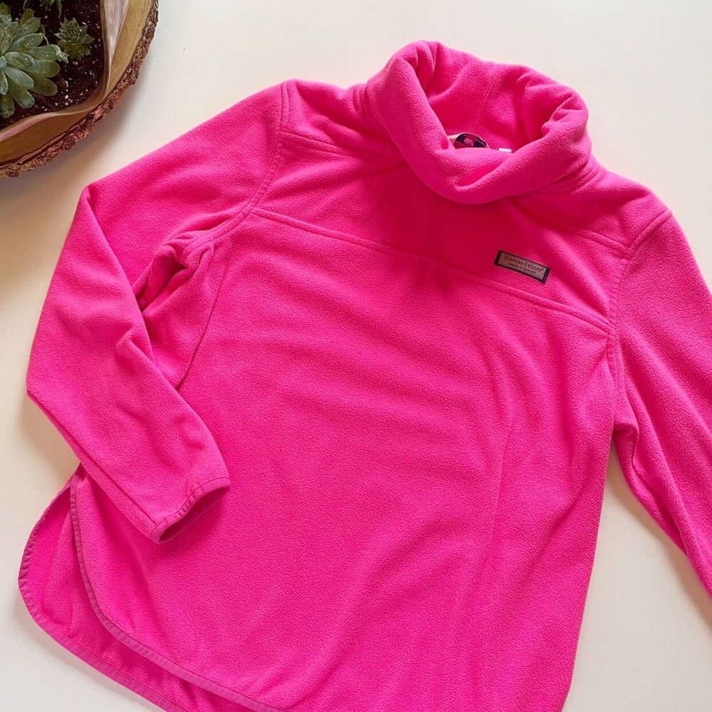 Vineyard Vines Pink Lightweight Polar Pullover Fleece Jacket | Small